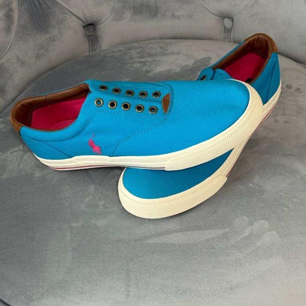 Polo Ralph Lauren Men´s Vito Lace less Slip-on Blue Sneakers Size 10.5D NEW